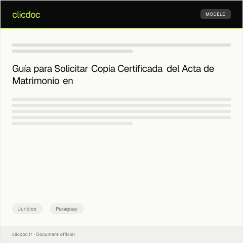 Vista previa del documento Solicitar copia certificada de acta de matrimonio en el Registro Civil — Jurídico, Paraguay