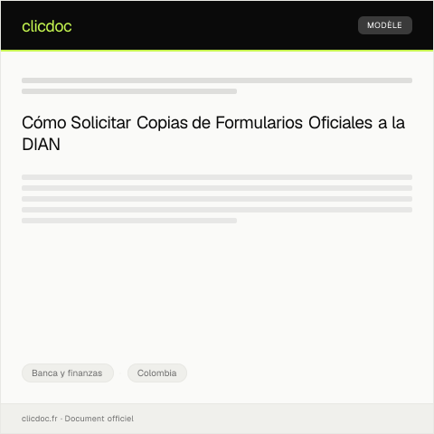 Vista previa del documento Solicitar copia de formularios oficiales — Banca y finanzas, Colombia
