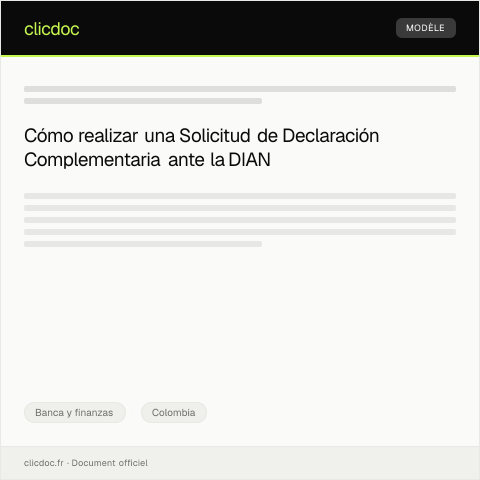 Vista previa del documento Solicitar declaración complementaria — Banca y finanzas, Colombia
