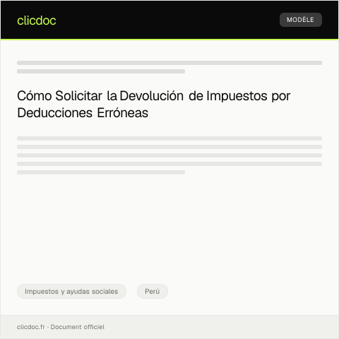 Vista previa del documento Solicitar devolución de impuestos por deducciones no aplicadas correctamente — Impuestos y ayudas sociales, Perú