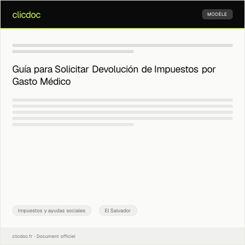 Vista previa del documento Solicitar devolución de impuestos por gasto médico en la Dirección General de Impuestos Internos — Impuestos y ayudas sociales, El Salvador