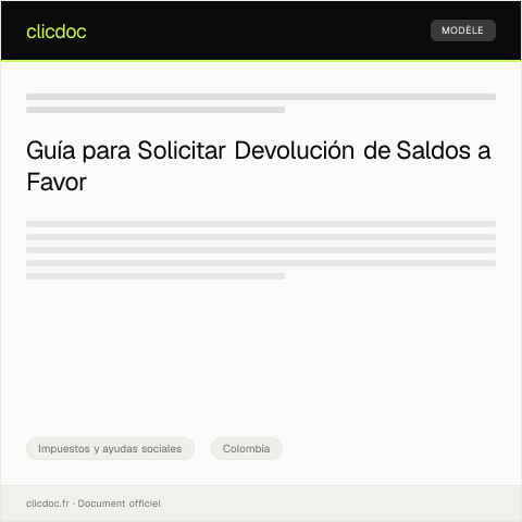 Vista previa del documento Solicitar devolución de saldos a favor en la declaración de impuestos — Impuestos y ayudas sociales, Colombia