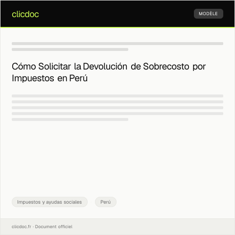 Vista previa del documento Solicitar devolución de sobrecosto por pago de impuestos — Impuestos y ayudas sociales, Perú