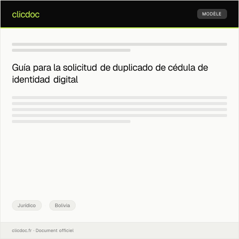 Vista previa del documento Solicitar duplicado de cédula de identidad digital ante el Servicio de Registro Civil — Jurídico, Bolivia