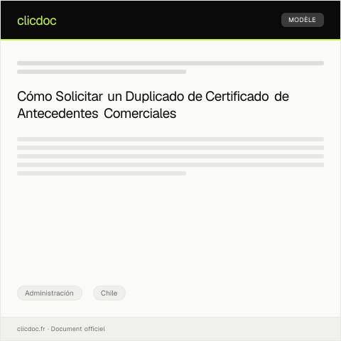 Vista previa del documento Solicitar duplicado de certificado de antecedentes comerciales en el Servicio de Registro Civil — Administración, Chile