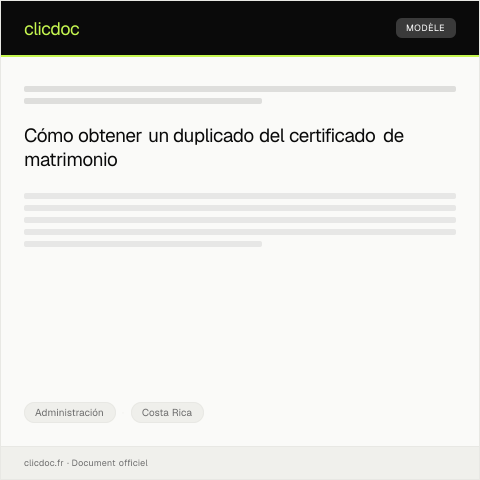 Vista previa del documento Solicitar un duplicado de certificado de matrimonio en el Registro Civil — Administración, Costa Rica