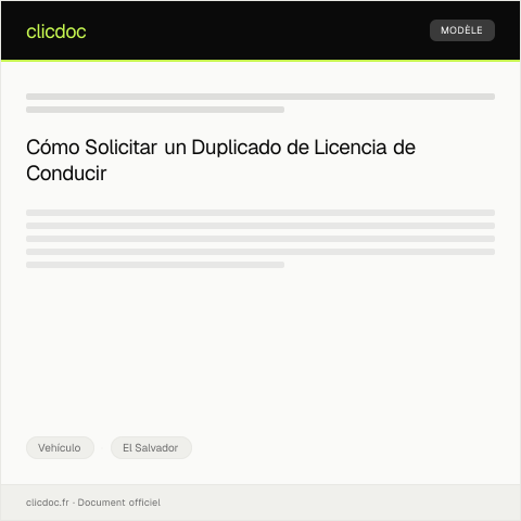 Vista previa del documento Solicitar duplicado de licencia de conducir ante la Policía Nacional Civil — Vehículo, El Salvador