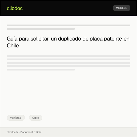 Vista previa del documento Solicitar duplicado de placa patente ante el Registro de Vehículos — Vehículo, Chile
