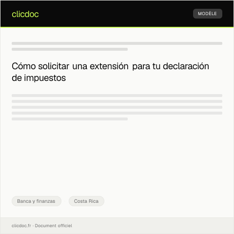 Vista previa del documento Solicitar extensión de plazo para declaración de impuestos — Banca y finanzas, Costa Rica