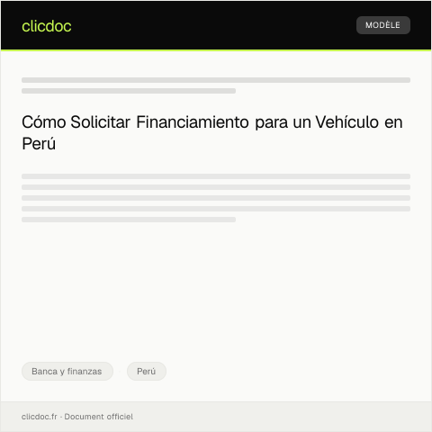Vista previa del documento Solicitar financiamiento para compra de vehículo — Banca y finanzas, Perú