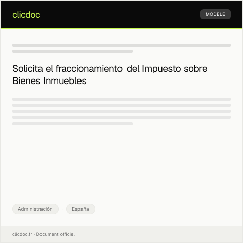 Vista previa del documento Solicitar fraccionamiento de pago del Impuesto sobre Bienes Inmuebles (IBI) — Administración, España