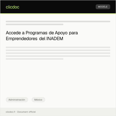 Vista previa del documento Solicitar incorporación a programas de apoyo a emprendedores del INADEM — Administración, México