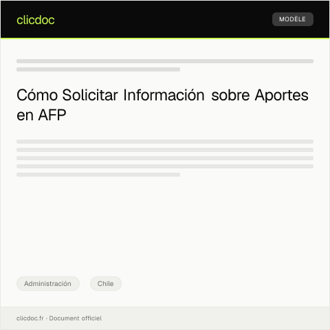 Vista previa del documento Solicitar información sobre aportes previsionales en AFP — Administración, Chile