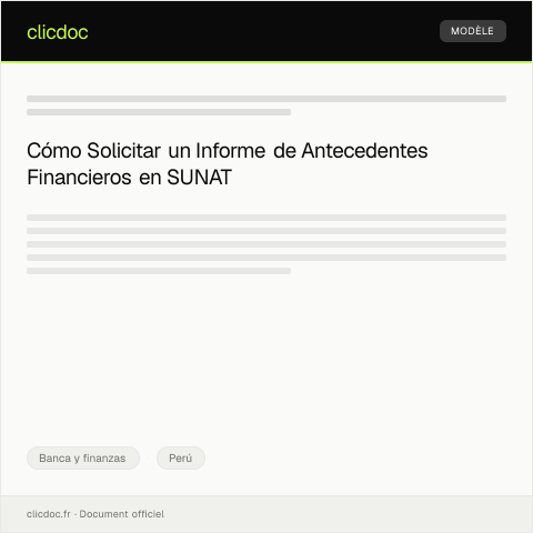 Vista previa del documento Solicitar informe de antecedentes financieros — Banca y finanzas, Perú