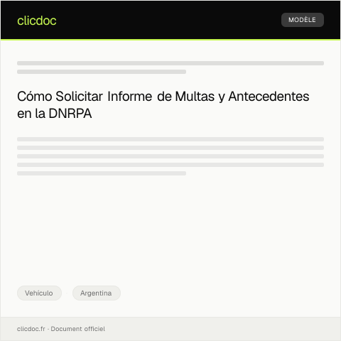Vista previa del documento Solicitar informe de multas y antecedentes de vehículo en la DNRPA — Vehículo, Argentina