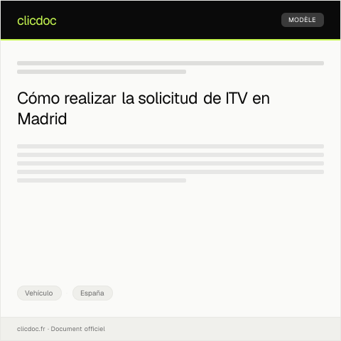 Vista previa del documento Solicitar la inspección técnica de vehículos (ITV) en Madrid — Vehículo, España