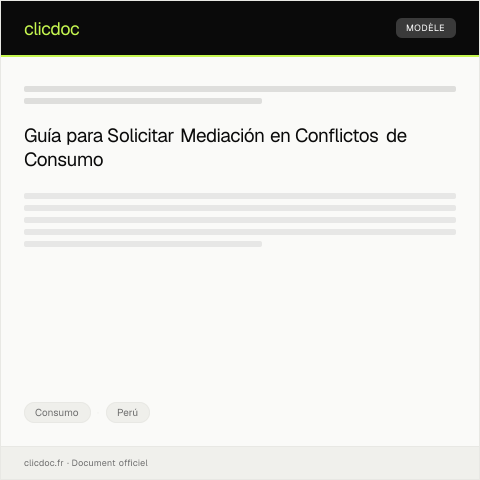 Vista previa del documento Solicitar mediación en caso de conflictos de consumo — Consumo, Perú