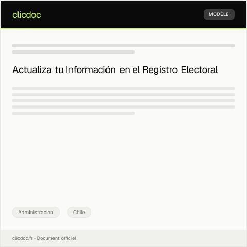 Vista previa del documento Solicitar modificación de datos en el Registro Electoral — Administración, Chile