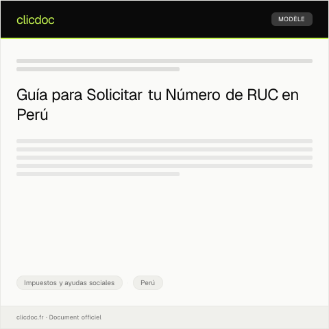 Vista previa del documento Solicitar Número de RUC para contribuyentes individuales — Impuestos y ayudas sociales, Perú