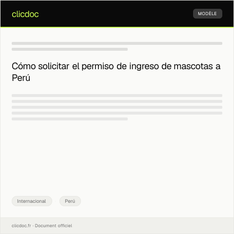 Vista previa del documento Solicitar permiso de ingreso de mascotas a Perú — Internacional, Perú