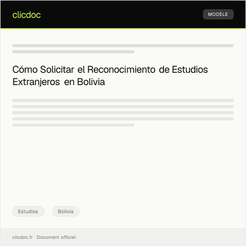 Vista previa del documento Solicitar reconocimiento de estudios realizados en el extranjero — Estudios, Bolivia
