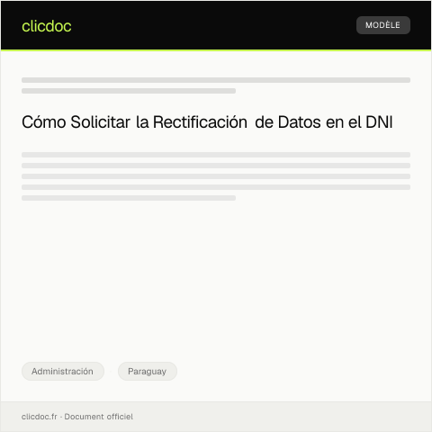 Vista previa del documento Solicitar la rectificación de datos en el DNI en la oficina del Registro Civil — Administración, Paraguay