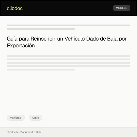 Vista previa del documento Solicitar reinscripción de vehículo dado de baja por exportación — Vehículo, Chile