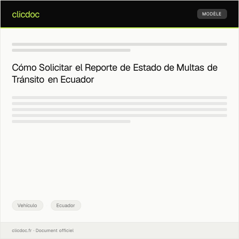 Vista previa del documento Solicitar reporte de estado de multas de tránsito pendientes — Vehículo, Ecuador