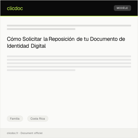 Vista previa del documento Solicitar la Reposición de Documento de Identidad Digital — Familia, Costa Rica