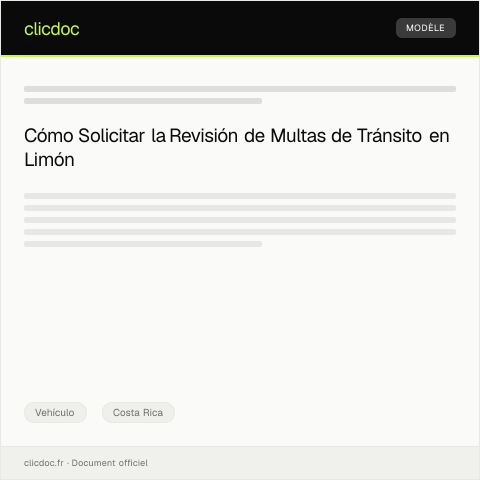 Vista previa del documento Solicitar revisión de multas acumuladas por tránsito en la Municipalidad de Limón — Vehículo, Costa Rica