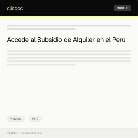 Vista previa del documento Solicitar subsidio de alquiler para vivienda en zonas vulnerables — Vivienda, Perú