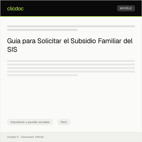 Vista previa del documento Solicitar subsidio familiar del SIS — Impuestos y ayudas sociales, Perú