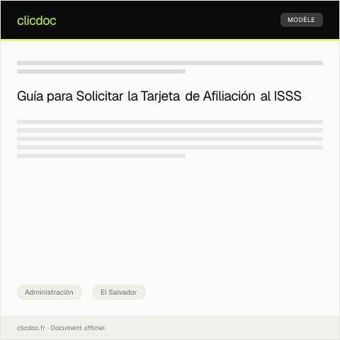 Vista previa del documento Solicitar la tarjeta de afiliación al Instituto Salvadoreño del Seguro Social (ISSS) — Administración, El Salvador