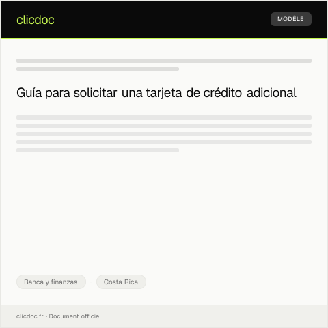 Vista previa del documento Solicitar tarjeta de crédito adicional — Banca y finanzas, Costa Rica