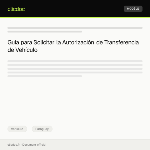 Vista previa del documento Solicitar la autorización para transferencia de propiedad de un vehículo — Vehículo, Paraguay