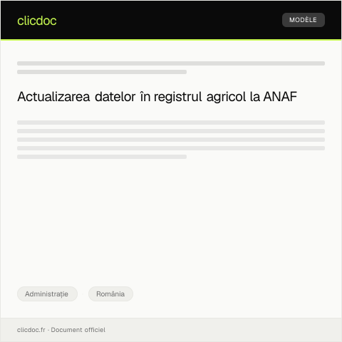 Document preview: Solicitare pentru actualizarea datelor în registrul agricol — Administrație, România