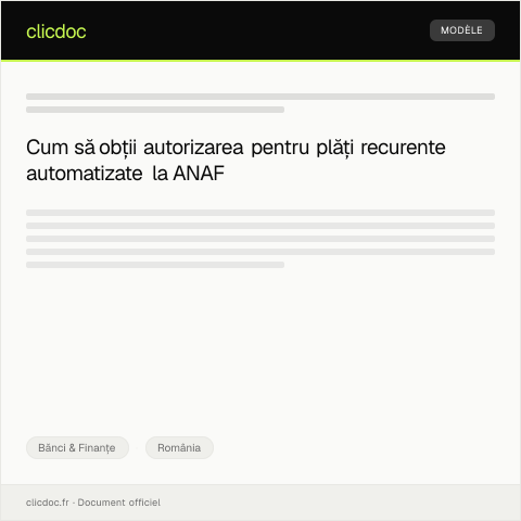 Document preview: Solicitare pentru autorizarea plăților recurente automatizate — Bănci & Finanțe, România