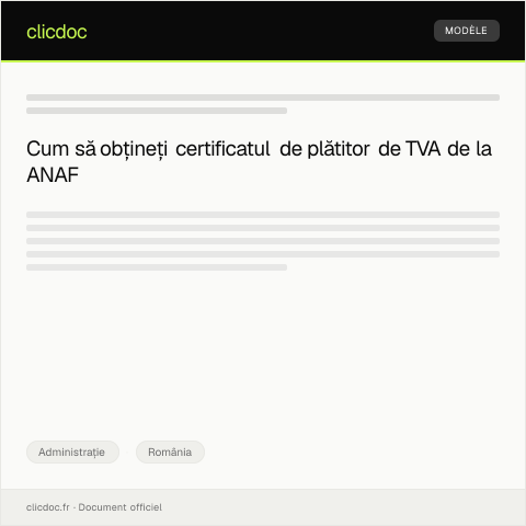 Document preview: Solicitare de certificare a statutului de plătitor de TVA — Administrație, România