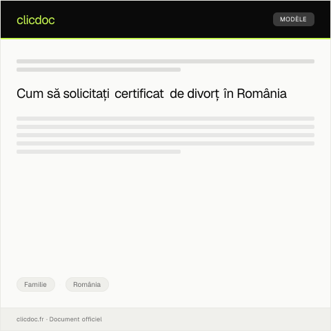Document preview: Solicitare de eliberare a certificatului de divorț — Familie, România