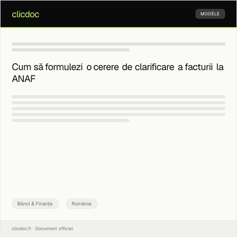 Document preview: Solicitare de clarificare a facturii și solicitare de corecție — Bănci & Finanțe, România