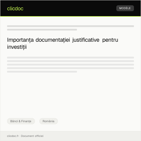 Document preview: Solicitare pentru documentație justificativă pentru operațiuni de investiții — Bănci & Finanțe, România
