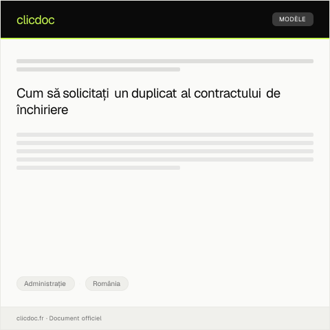 Document preview: Solicitare de duplicat al contractului de închiriere — Administrație, România