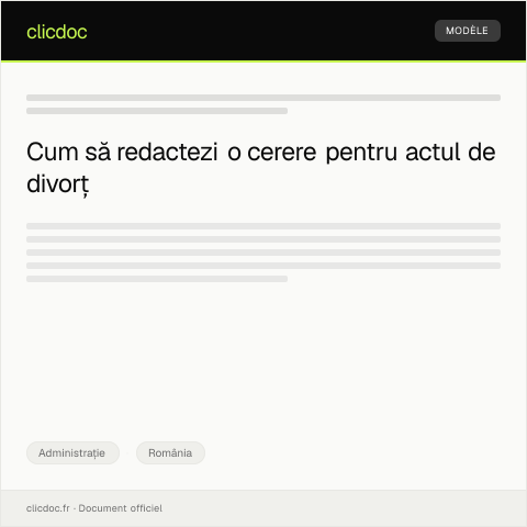 Document preview: Solicitare de eliberare act de divorț — Administrație, România