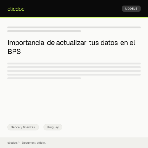 Vista previa del documento Solicitar la actualización de datos en la base del Banco de Previsión Social — Banca y finanzas, Uruguay