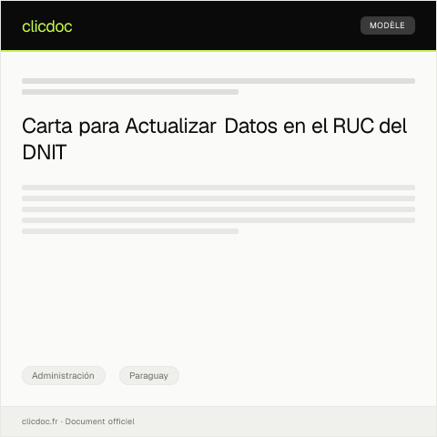 Vista previa del documento Carta de solicitud de actualización de datos — Administración, Paraguay