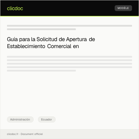 Vista previa del documento Solicitud de autorización para apertura de establecimiento comercial — Administración, Ecuador