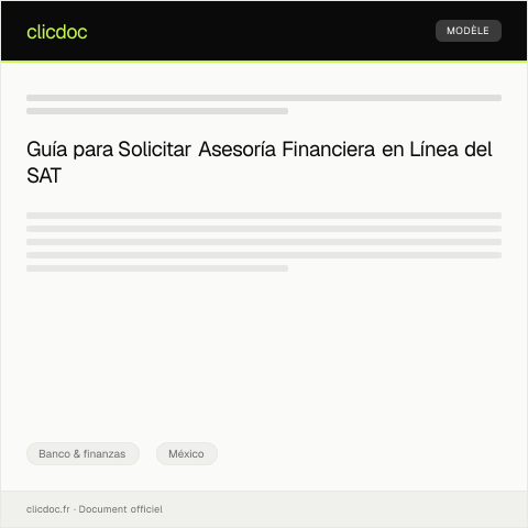 Vista previa del documento Solicitud de asesoría financiera en línea — Banco & finanzas, México