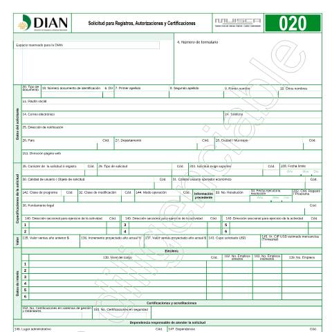 Vista previa del documento Solicitud de Autorización Operador Económico Autorizado — Año 2015, Colombia (CERFA n°F20-2015)