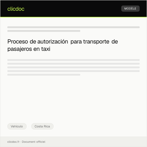 Vista previa del documento Solicitud de autorización para transporte de pasajeros en servicio de taxi — Vehículo, Costa Rica