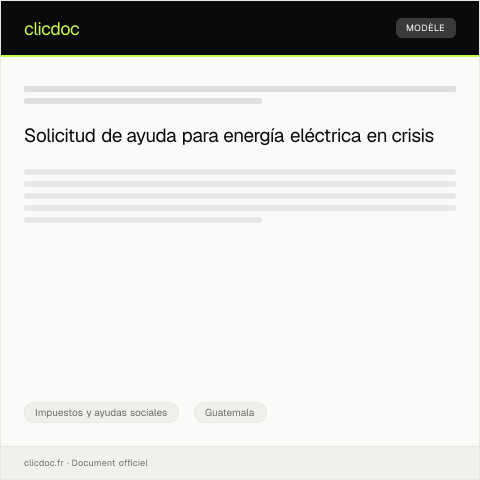 Vista previa del documento Solicitar ayuda para pago de servicio de energía eléctrica en situación de emergencia — Impuestos y ayudas sociales, Guatemala